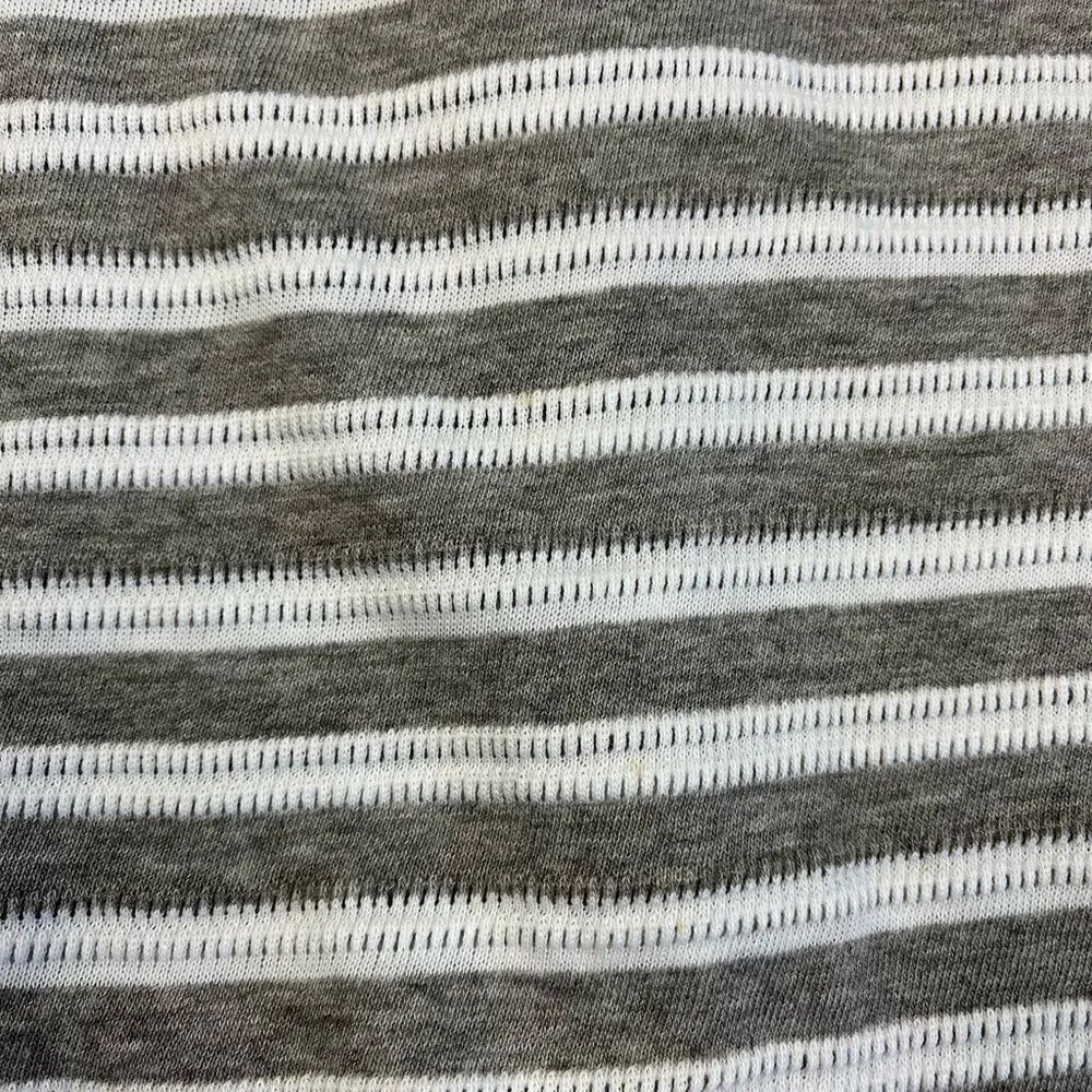 Reiss White Grey Striped Knit Tee Button Back Small - Picture 11 of 12